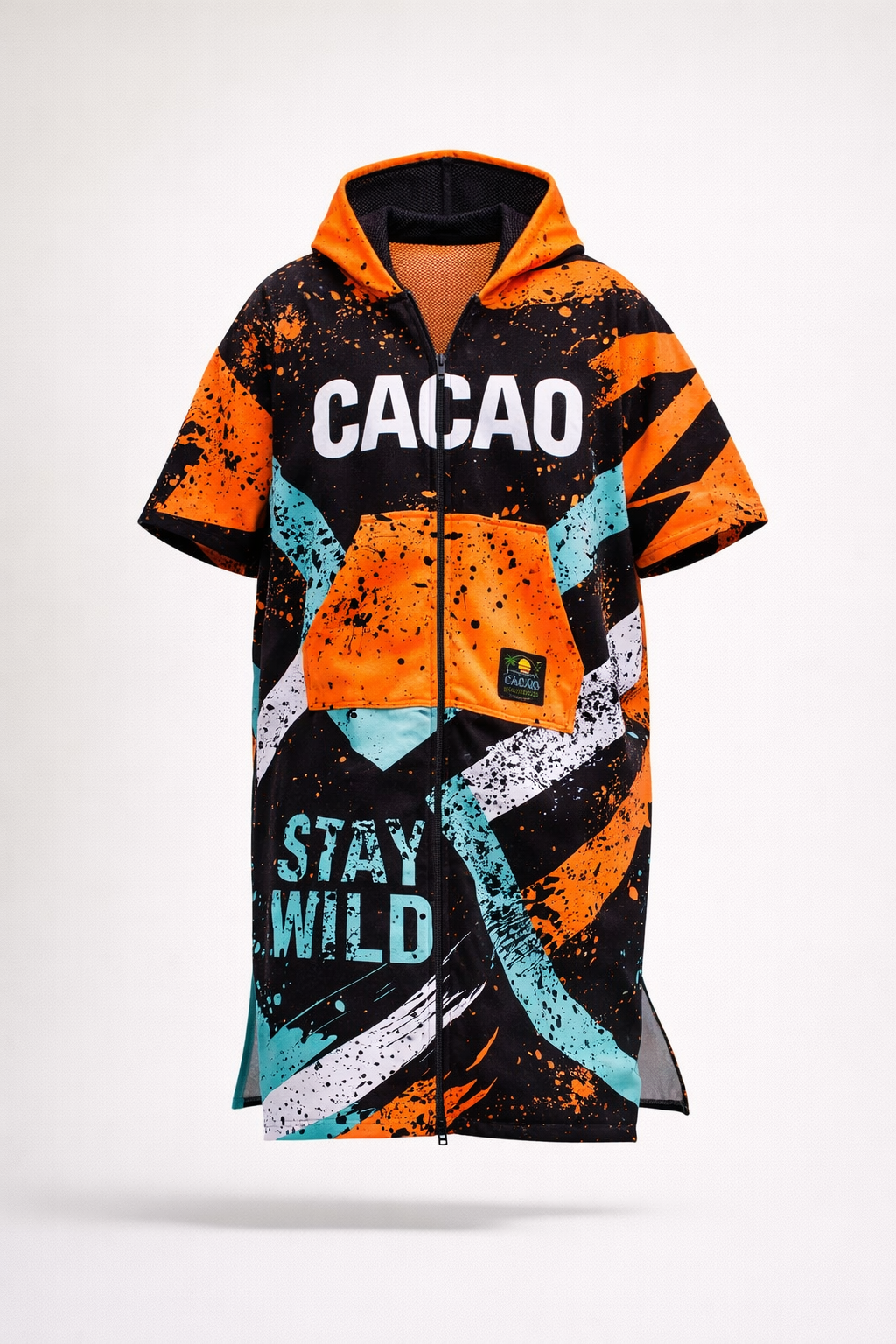 Blue Spirit Damen-Strandponcho-Handtuch mit Kapuze, Reißverschluss und Taschen – CACAO Beachwear™
