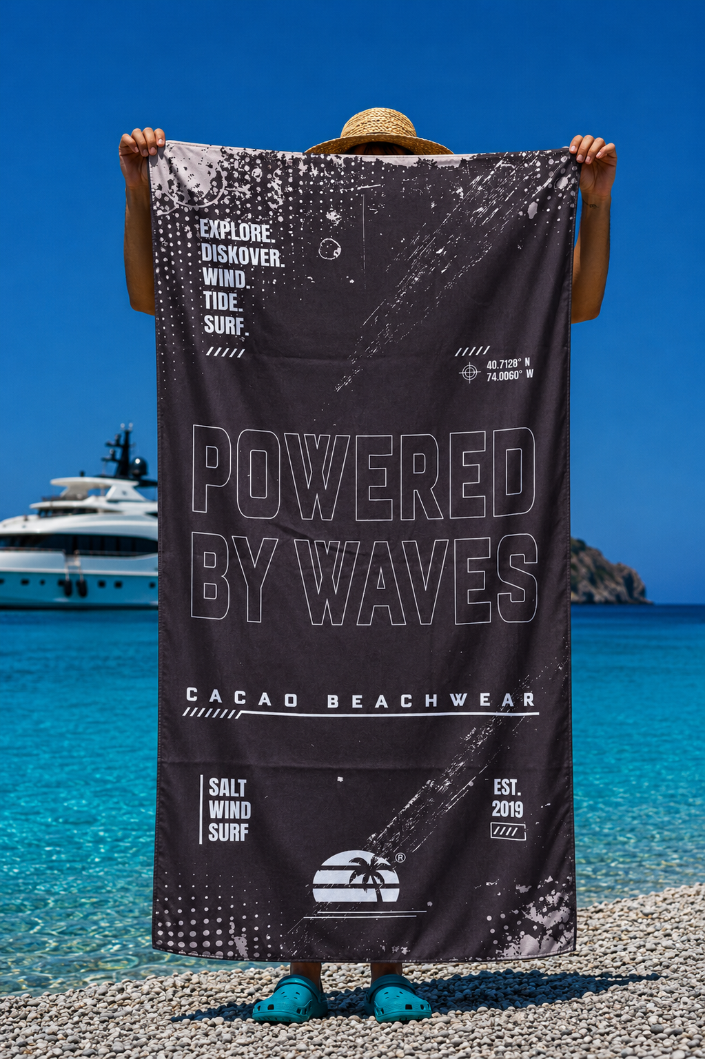 CACAO NanoDry Ultra Palms Beach Towel 75 × 160 cm