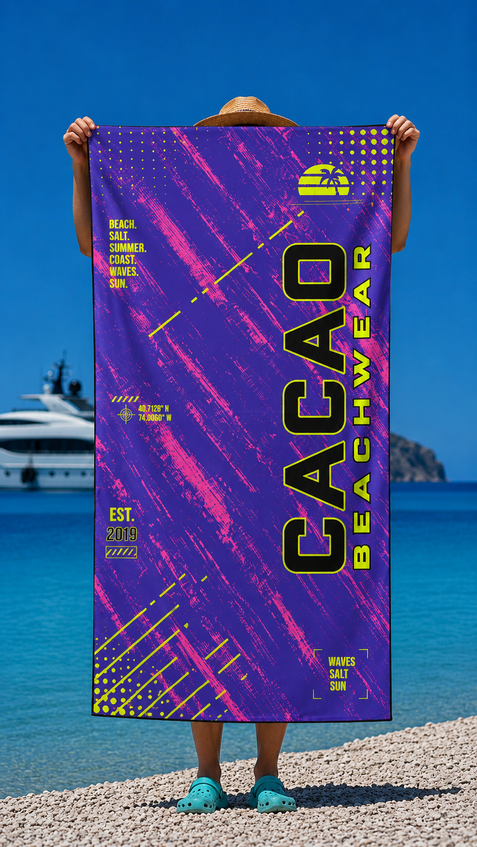 CACAO NanoDry Ultra Violettes Strandtuch 75 × 160 cm