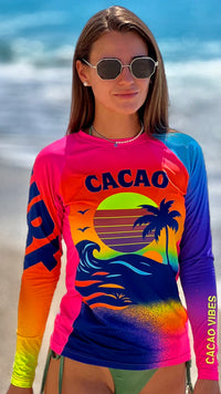 Sunset Vibe Damen-Rashguard CACAO Beachwear™️ mit UV-Schutz
