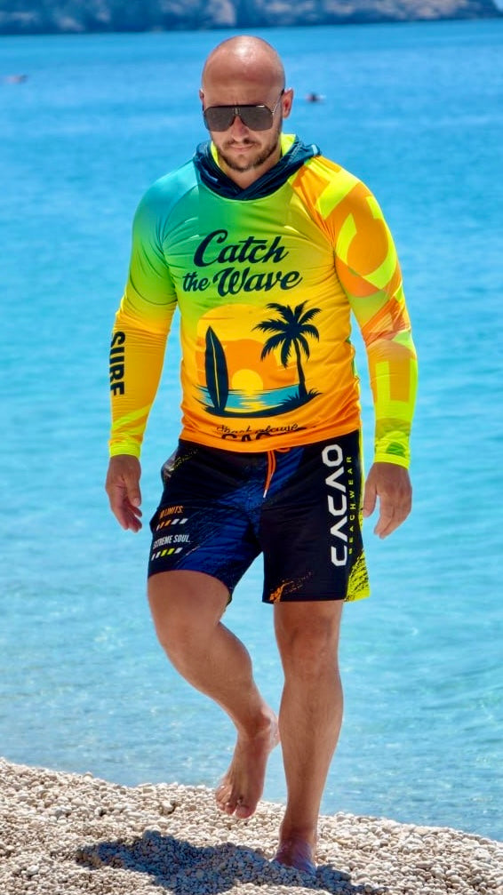 Blue Spirit Coral Herren-Rashguard CACAO Beachwear™️ mit UV-Schutz
