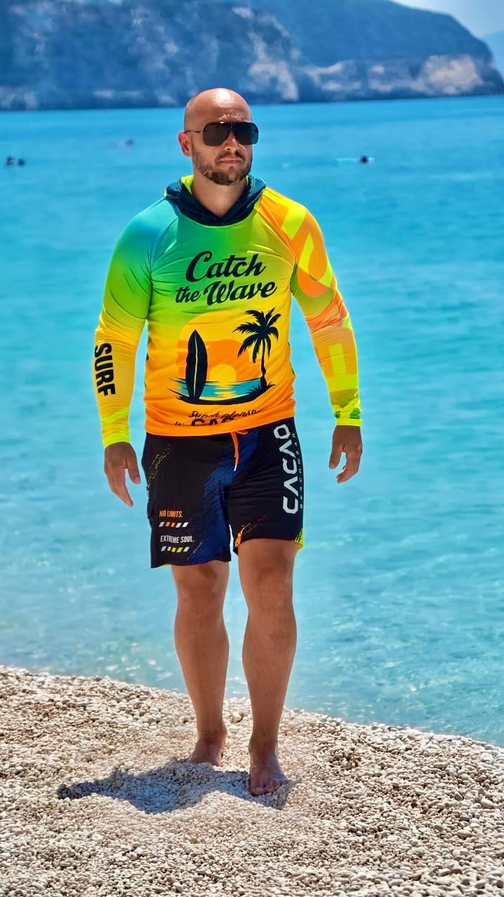 Blue Spirit Coral Herren-Rashguard CACAO Beachwear™️ mit UV-Schutz
