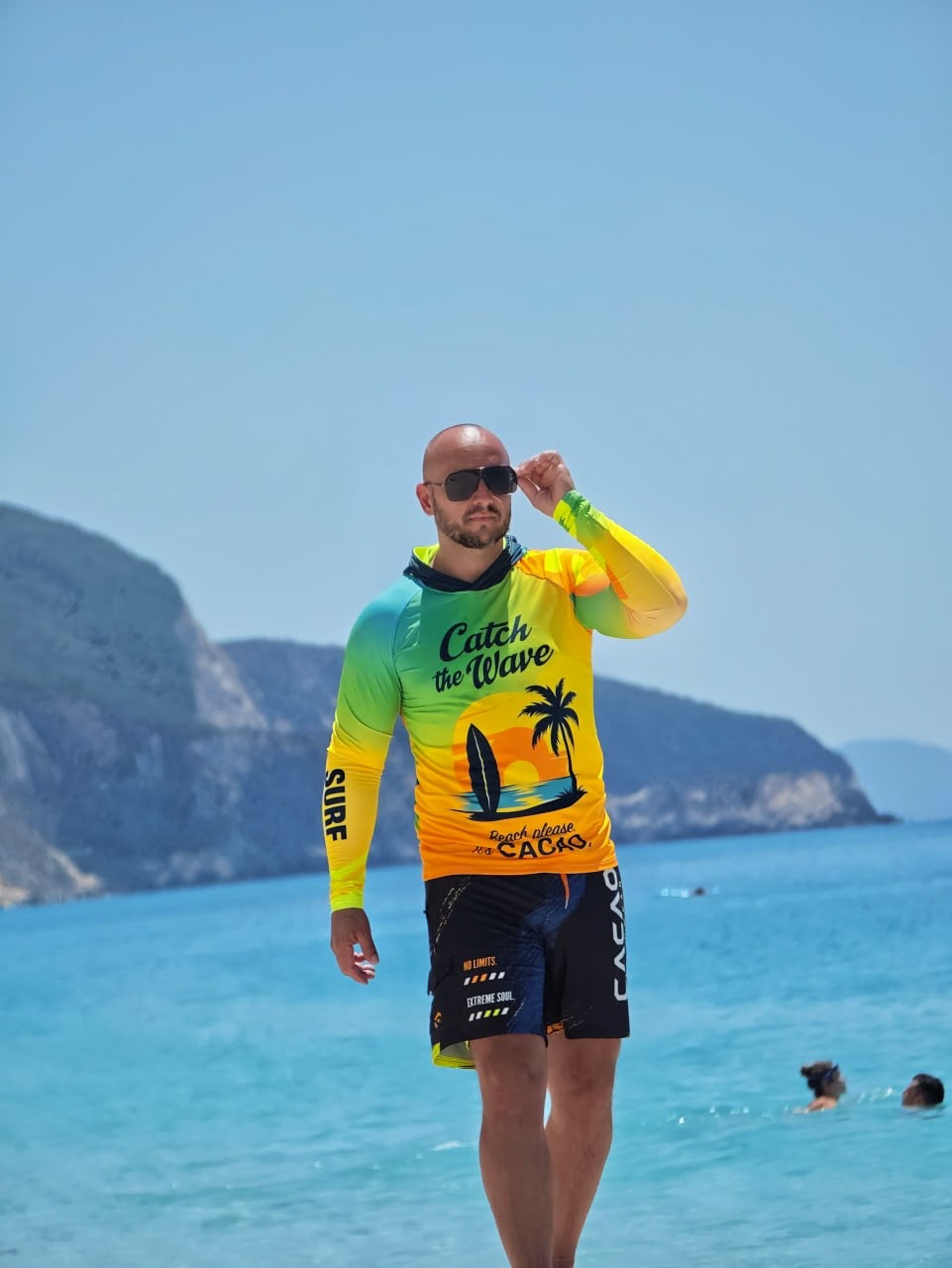 Blue Spirit Coral Herren-Rashguard CACAO Beachwear™️ mit UV-Schutz
