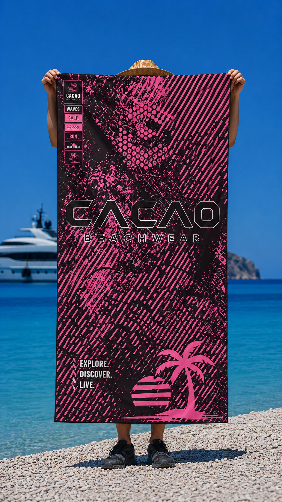 CACAO NanoDry Ultra Pink Strandtuch 75 × 160 cm