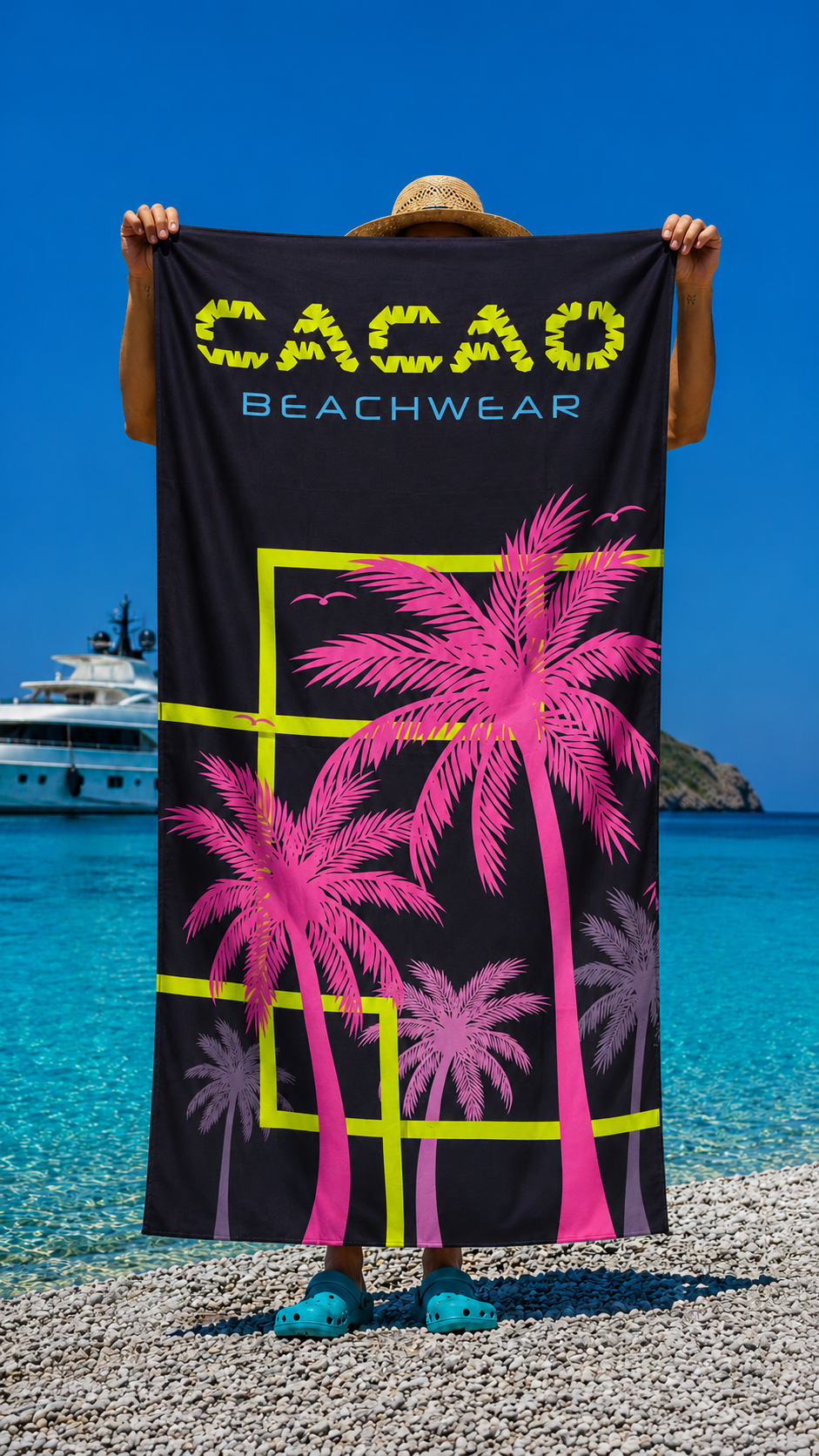 CACAO NanoDry Ultra Blaues Strandtuch 75 × 160 cm